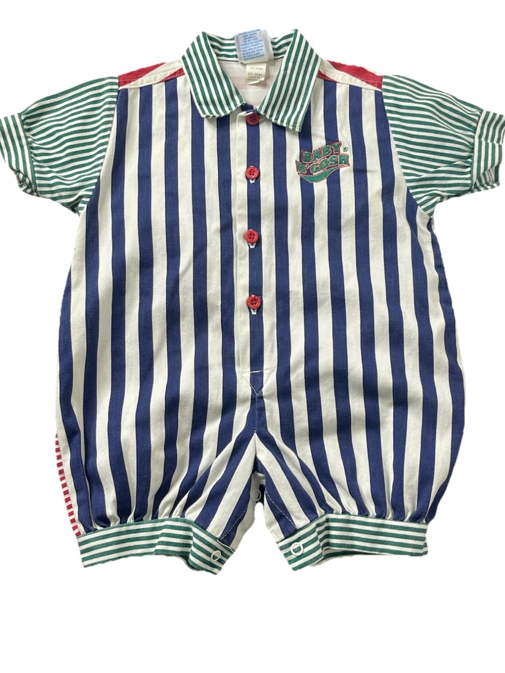 VTG 80s 90s OshKosh B'gosh Made in USA Striped Bubble Romper 18M EUC Classic